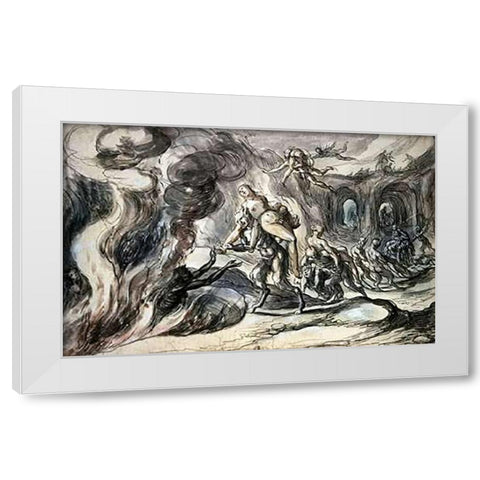 Eurydice In Hell White Modern Wood Framed Art Print by Weyer, Hermann