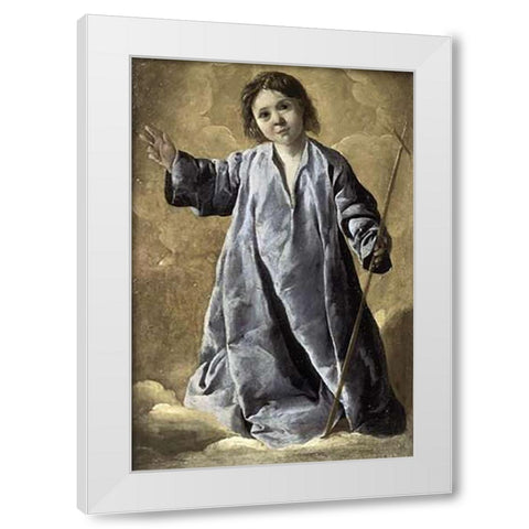 Museumist Child White Modern Wood Framed Art Print by De Zurbaran, Francisco