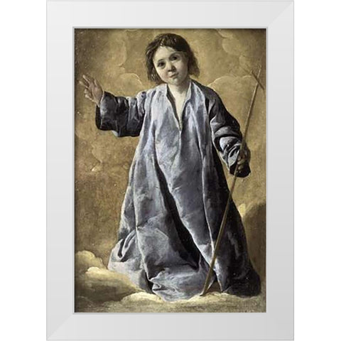 Museumist Child White Modern Wood Framed Art Print by De Zurbaran, Francisco