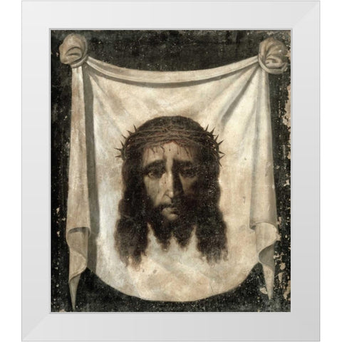 Holy Face - La Santa Faz White Modern Wood Framed Art Print by De Zurbaran, Francisco
