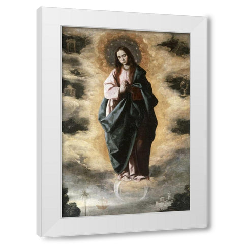 Immaculate Conception White Modern Wood Framed Art Print by De Zurbaran, Francisco