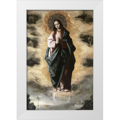 Immaculate Conception White Modern Wood Framed Art Print by De Zurbaran, Francisco