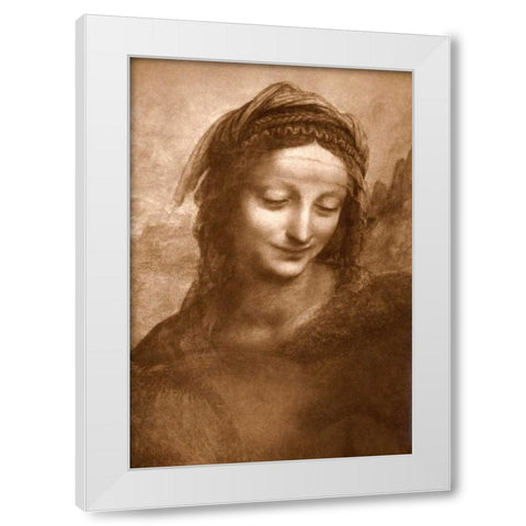 Portrait of St. Anne White Modern Wood Framed Art Print by Da Vinci, Leonardo