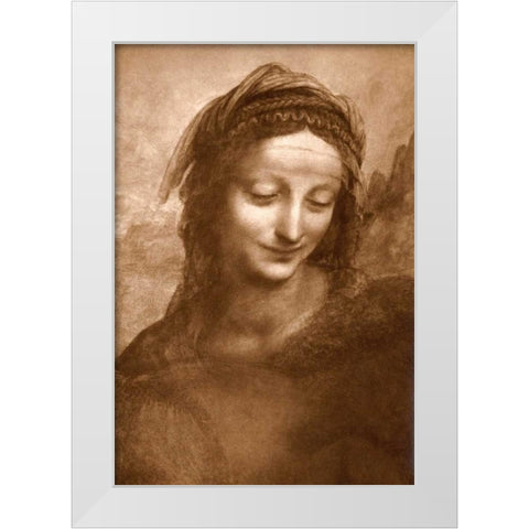 Portrait of St. Anne White Modern Wood Framed Art Print by Da Vinci, Leonardo