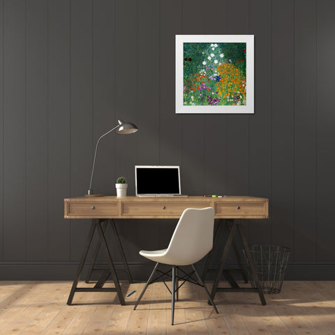 Farmers Garden White Modern Wood Framed Art Print by Klimt, Gustav