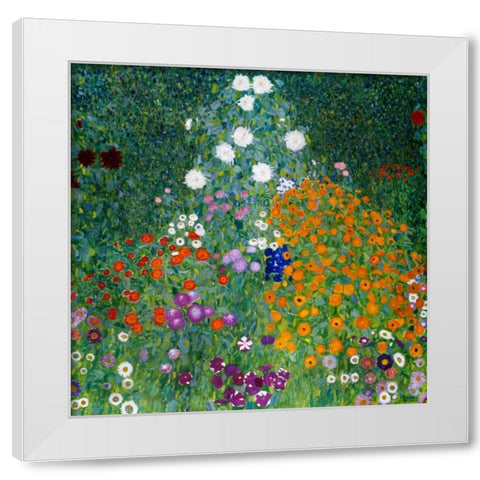 Farmers Garden White Modern Wood Framed Art Print by Klimt, Gustav
