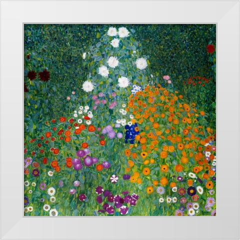 Farmers Garden White Modern Wood Framed Art Print by Klimt, Gustav