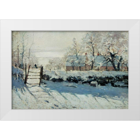The Magpie White Modern Wood Framed Art Print by Monet, Claude