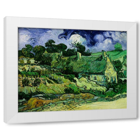 House with Straw Ceiling, Cordeville White Modern Wood Framed Art Print by Van Gogh, Vincent