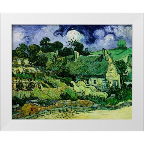 House with Straw Ceiling, Cordeville White Modern Wood Framed Art Print by Van Gogh, Vincent