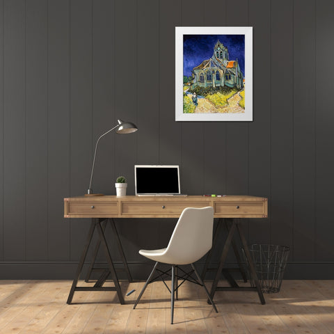 The Church at Auvers White Modern Wood Framed Art Print by Van Gogh, Vincent