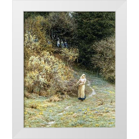 In the Primrose Wood White Modern Wood Framed Art Print by Allingham, Helen