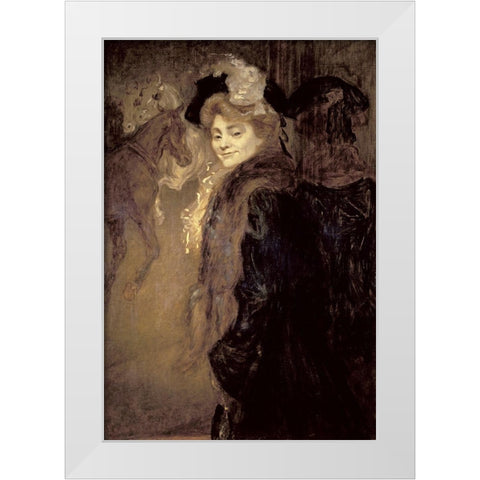 Woman in the Street White Modern Wood Framed Art Print by Anquetin, Louis