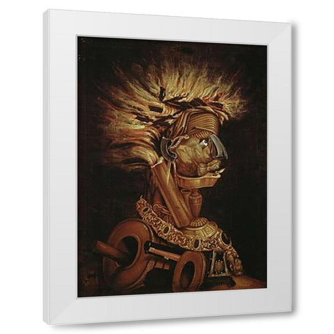 The Fire White Modern Wood Framed Art Print by Arcimboldo, Giuseppe