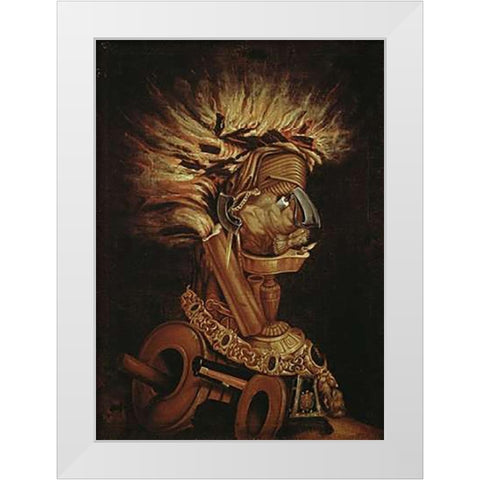 The Fire White Modern Wood Framed Art Print by Arcimboldo, Giuseppe