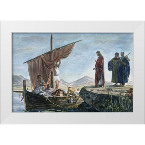 Christ Calling James and John White Modern Wood Framed Art Print by Armitage, Edward