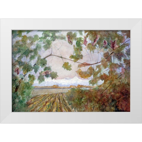 Amongst the Vineyards White Modern Wood Framed Art Print by Audivert, Eduardo