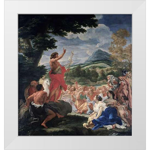 The Sermon of St. John the Baptist White Modern Wood Framed Art Print by Baciccio