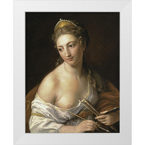 Allegory of Painting White Modern Wood Framed Art Print by Batoni, Pompeo Girolamo