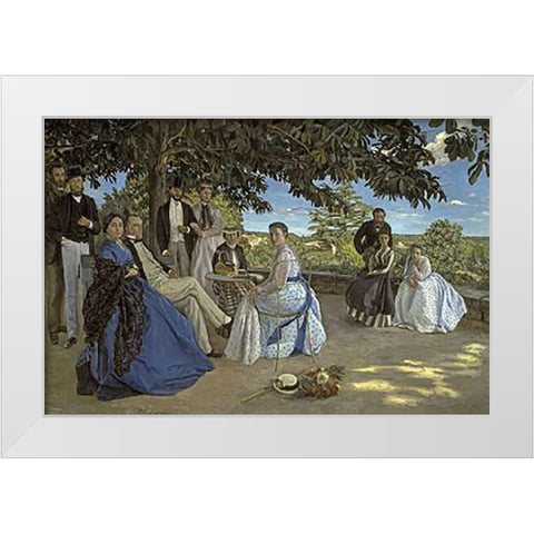Family Reunion White Modern Wood Framed Art Print by Bazille, Frederic