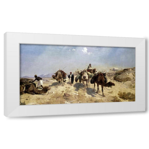 Bedouin Caravan White Modern Wood Framed Art Print by Beavis, Richard