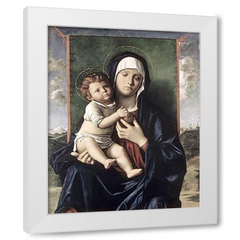 Madonna and Child White Modern Wood Framed Art Print by Bellini, Giovanni