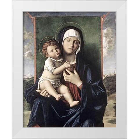Madonna and Child White Modern Wood Framed Art Print by Bellini, Giovanni