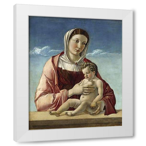 Madonna and Child - Madonna Frizzoni White Modern Wood Framed Art Print by Bellini, Giovanni