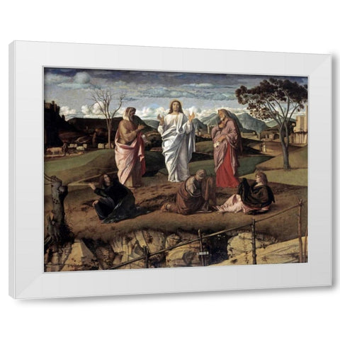 Transfiguration White Modern Wood Framed Art Print by Bellini, Giovanni