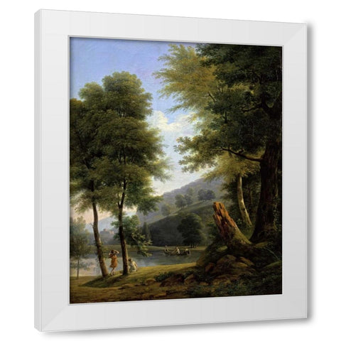 Idyllic Landscape - Paysage Idyllique White Modern Wood Framed Art Print by Bertin, Francois Edouard