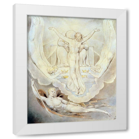 Christ Offers to Redeem Man White Modern Wood Framed Art Print by Blake, William
