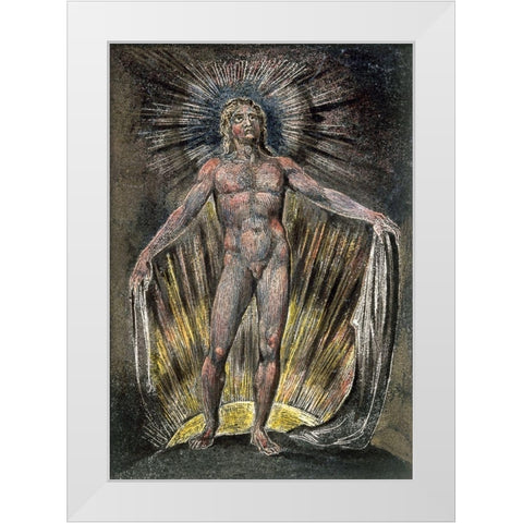 Etching from Milton a Poet White Modern Wood Framed Art Print by Blake, William