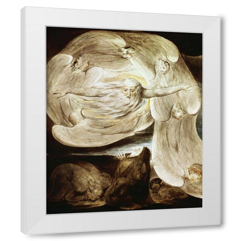 Job and the Whirlwind White Modern Wood Framed Art Print by Blake, William