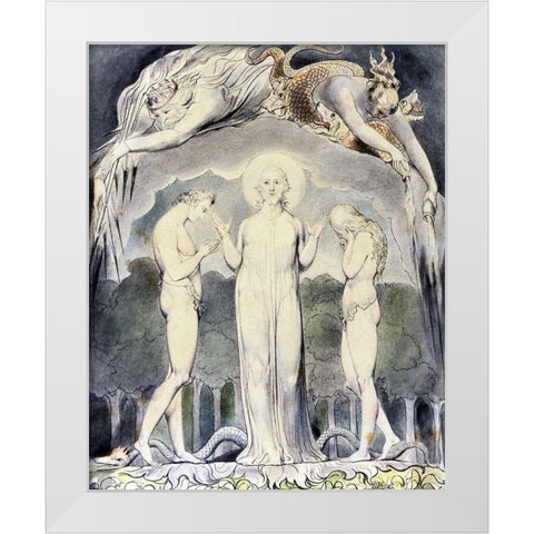 The Judgment of Adam and Eve White Modern Wood Framed Art Print by Blake, William
