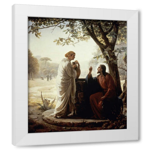 The Woman of Samaria White Modern Wood Framed Art Print by Bloch, Carl