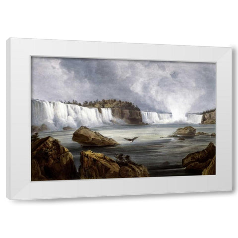 Niagara Falls Illustration in Wied-Neuwied White Modern Wood Framed Art Print by Bodmer, Karl