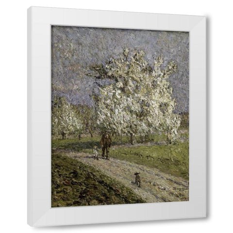 Le Grand Poirier en Fleurs White Modern Wood Framed Art Print by Boggio, Emilio