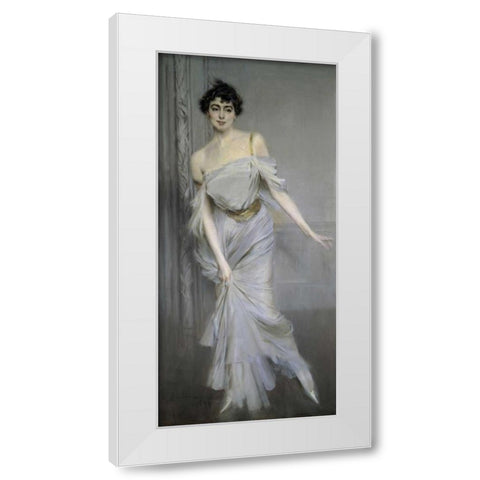 Madame Charles Max White Modern Wood Framed Art Print by Boldini, Giovanni