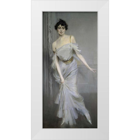Madame Charles Max White Modern Wood Framed Art Print by Boldini, Giovanni