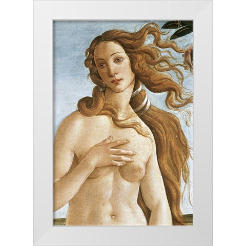 The Birth of Venus (Detail) White Modern Wood Framed Art Print by Botticelli, Sandro