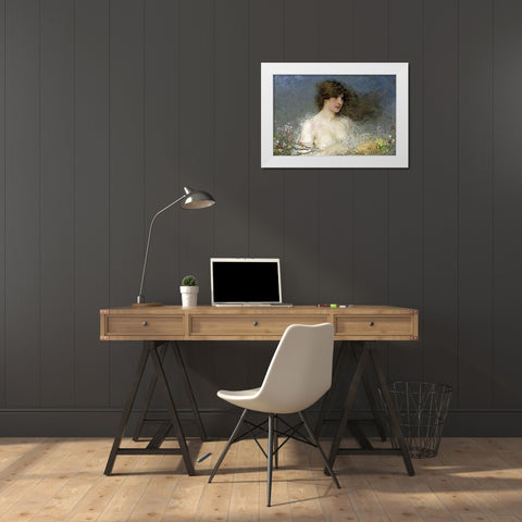A Spring Idyll White Modern Wood Framed Art Print by Boughton, George Henry