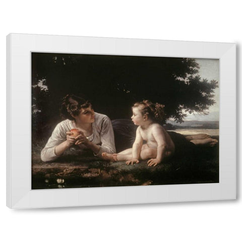 Mother and Child - II White Modern Wood Framed Art Print by Bouguereau, William-Adolphe