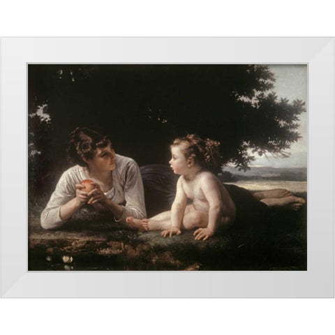 Mother and Child - II White Modern Wood Framed Art Print by Bouguereau, William-Adolphe