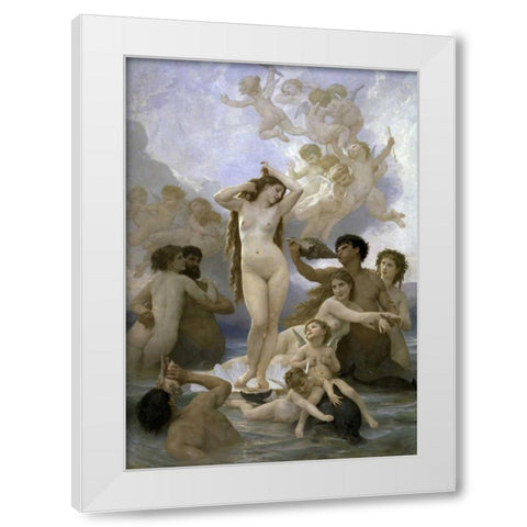 The Birth of Venus White Modern Wood Framed Art Print by Bouguereau, William-Adolphe