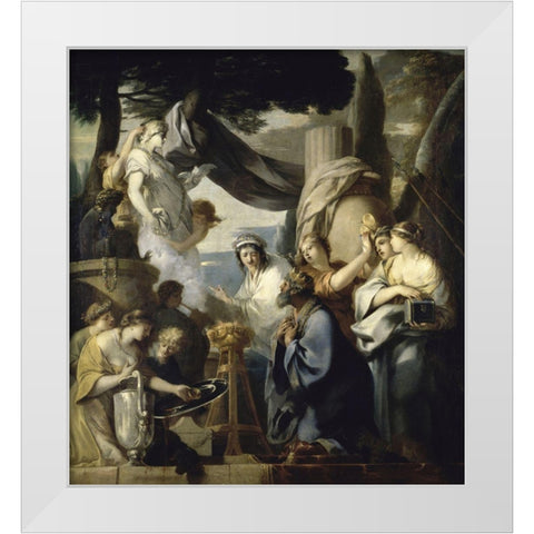 Solomons Idolatry White Modern Wood Framed Art Print by Bourdon, Sebastien