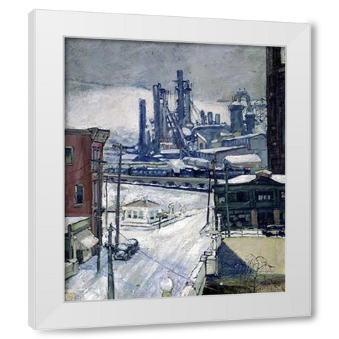 Blast Furnaces in Winter White Modern Wood Framed Art Print by Brennan, H.J