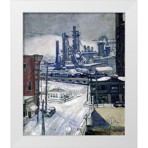 Blast Furnaces in Winter White Modern Wood Framed Art Print by Brennan, H.J