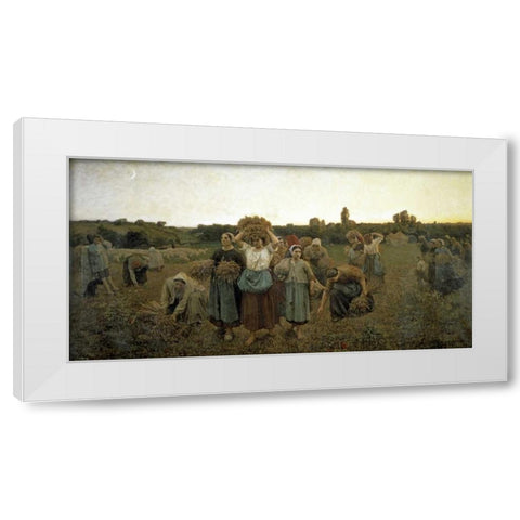 The Recall of the Gleaners White Modern Wood Framed Art Print by Breton, Jules Adolphe