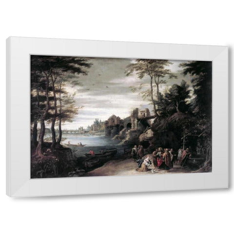 Christ and the Canaanite Woman White Modern Wood Framed Art Print by Jan Brueghel the Elder