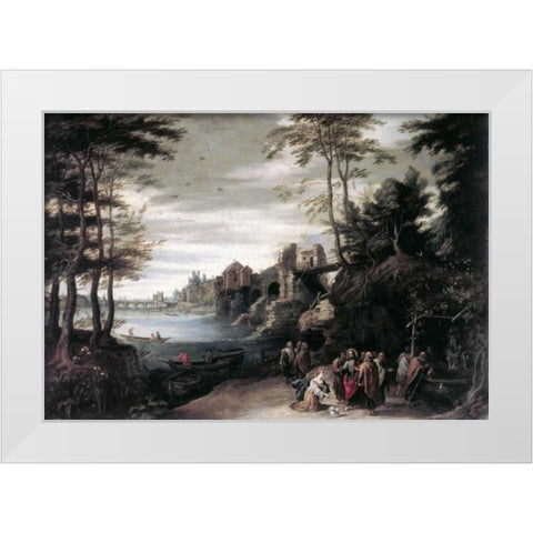 Christ and the Canaanite Woman White Modern Wood Framed Art Print by Jan Brueghel the Elder